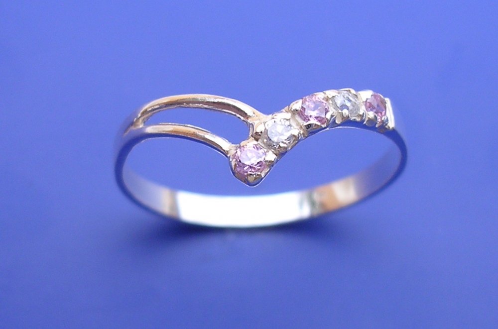 Anita - prsten s růžovými zirkony a zirkony , Materiál: Bílé zlato, ryzost 585/1000