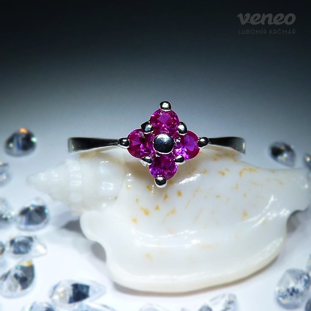 Viola - prsten s rubíny , Materiál: Stříbro, ryzost 925/1000