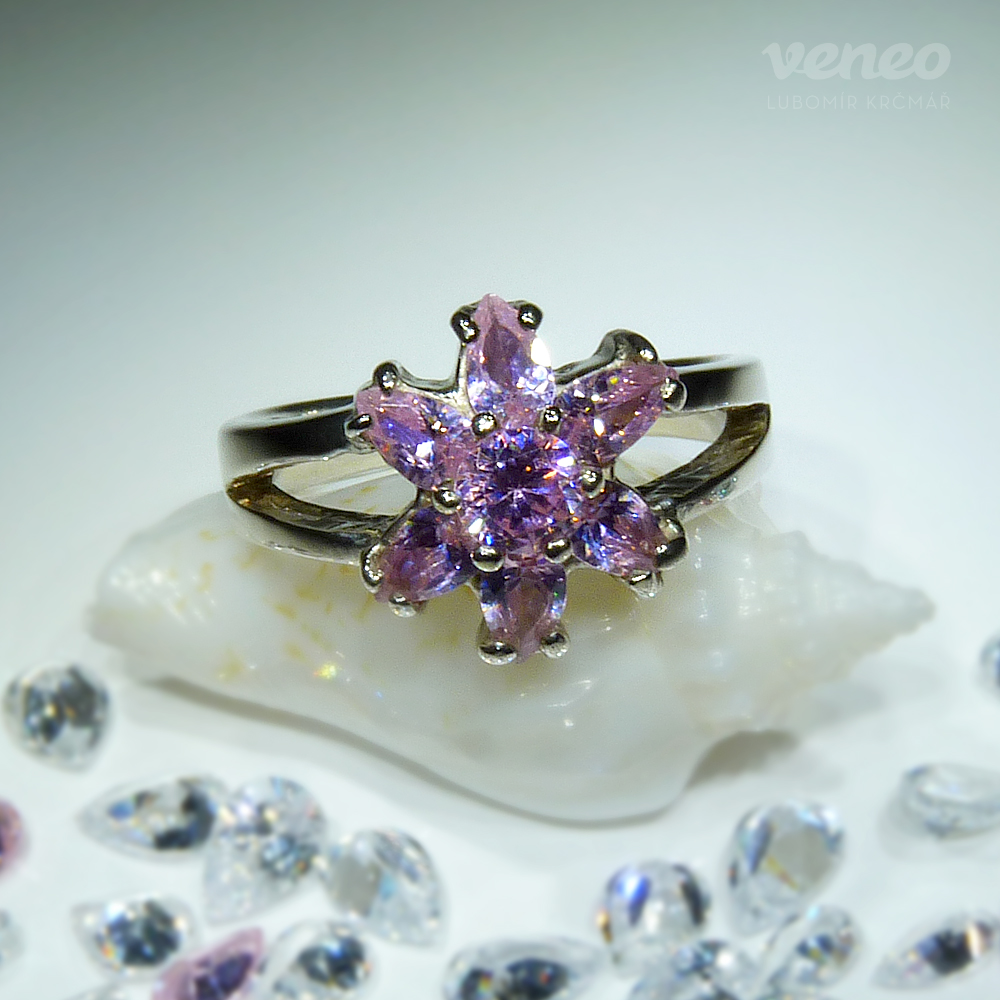 Obrázek produktu Orchidea - prsten s růžovými zirkony