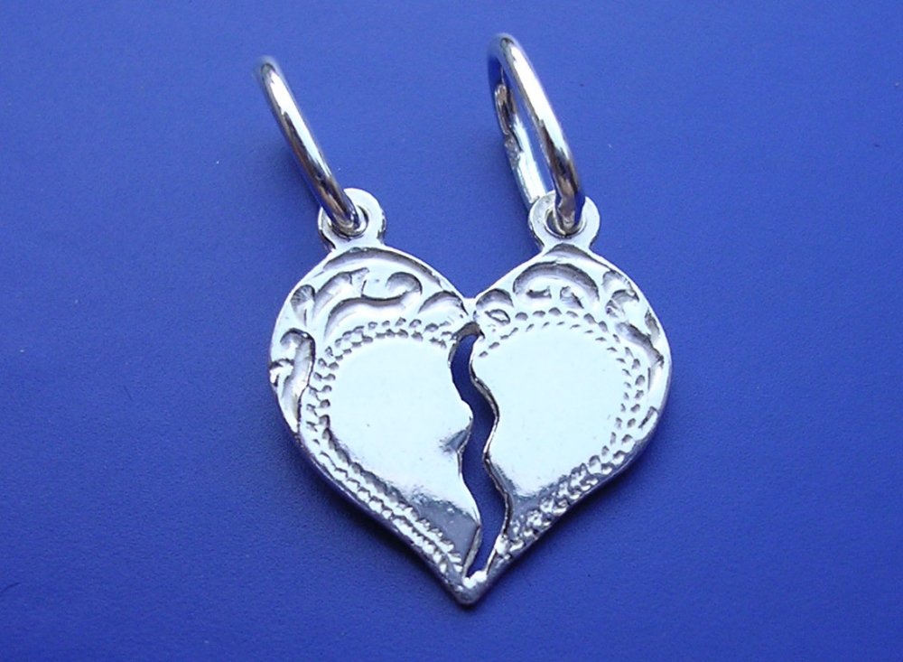 Přívěsek srdce malé zdobené-rozlamovací Z256/3, Materiál: Stříbro, ryzost 925/1000