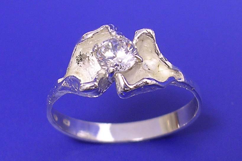 Prsten se zirkonem a plastikou P107/0, Materiál: Stříbro, ryzost 925/1000