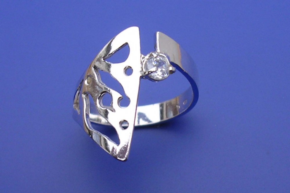 Prsten se zirkonem a plastikou P113/0, Materiál: Stříbro, ryzost 925/1000
